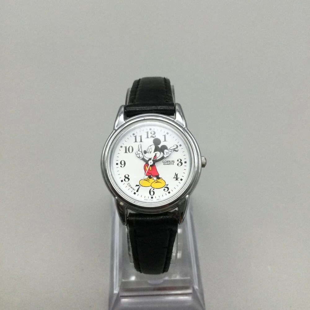 Vintage Lorus Womens Watch 26mm White Mickey Mouse Disney Leather New Battery